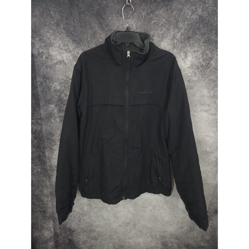 Eddie Bauer Jacket Mens XLT Black Full Zip Thermore Insulated Fleece Mockneck